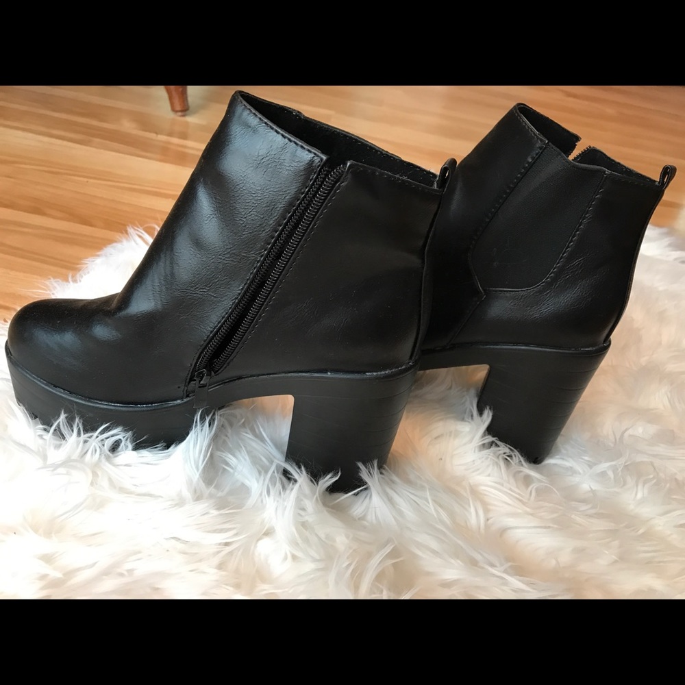 black heeled booties